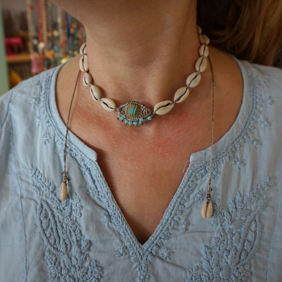 Evil eye necklace with shells