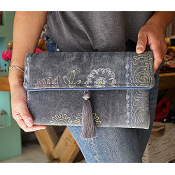 Embroidered clutch