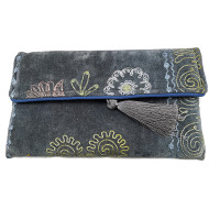 Embroidered clutch