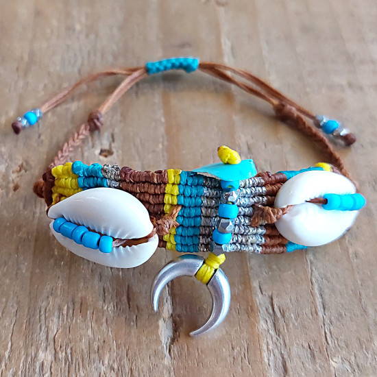 Hippie macrame shell bracelet 1501925
