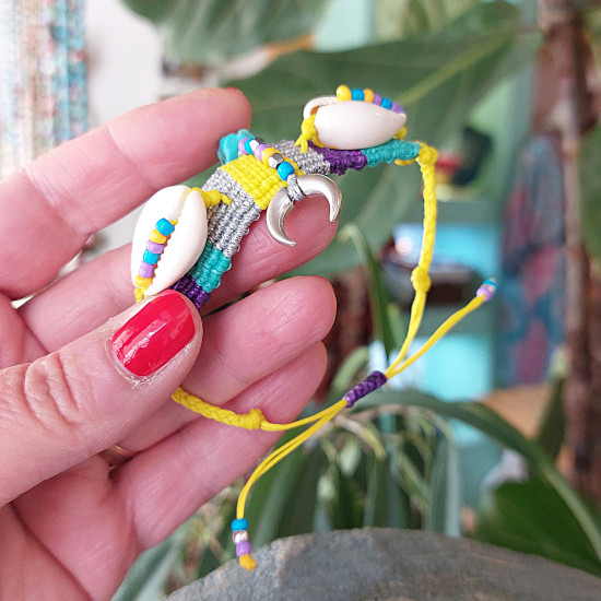 Hippie macrame shell bracelet 1501927
