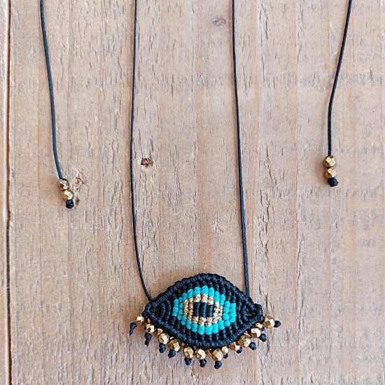 Macrame evil eye necklace 1001496