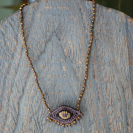 Macrame evil eye necklace 1001583