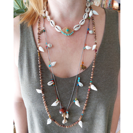 Evil eye necklace with shells 1001863
