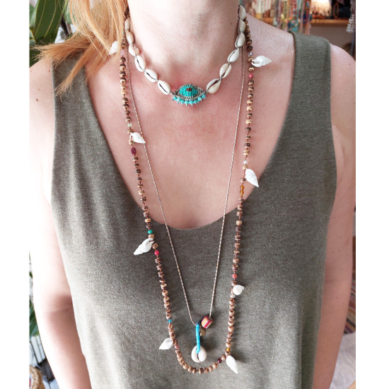 Evil eye necklace with shells 1001864