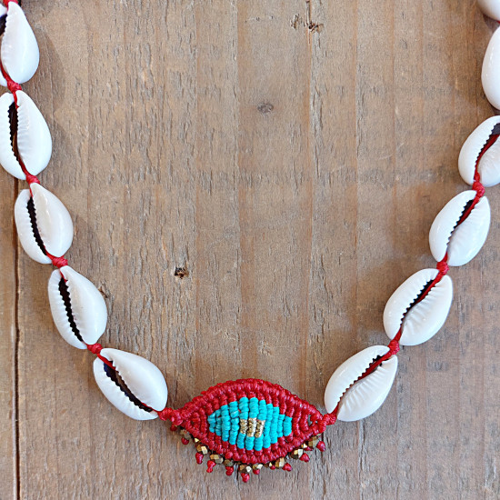 Evil eye necklace with shells 1001867