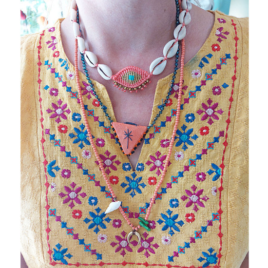 Evil eye necklace with shells