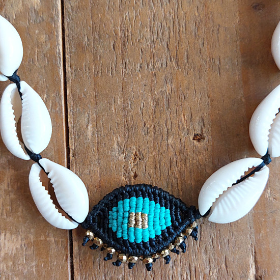 Evil eye necklace with shells 1001873