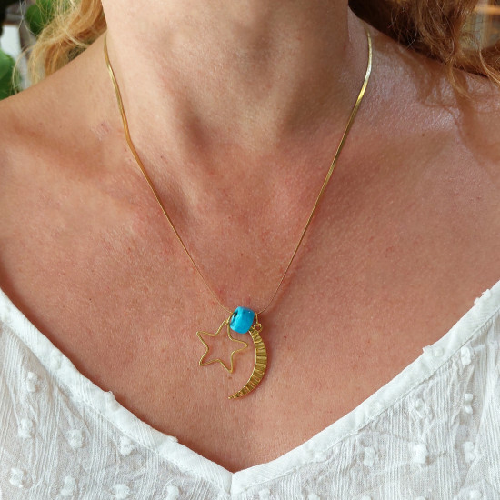 Moon and star pendant necklace 1002464