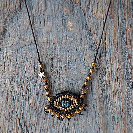 Crochet evil eye necklace 1002497