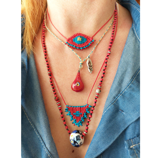 Evil eye macrame necklace 1002666