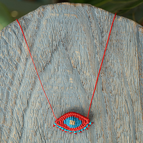 Evil eye macrame necklace 1002666