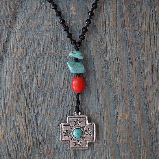Boho rock cross pendant 1002756