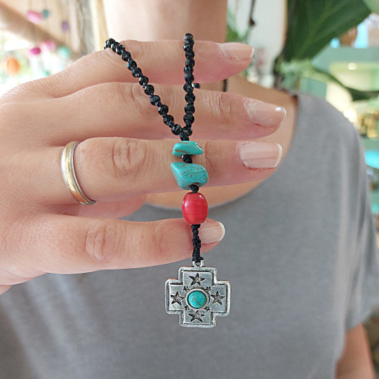Boho rock cross pendant 1002756