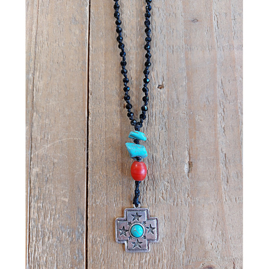 Boho rock cross pendant 1002756