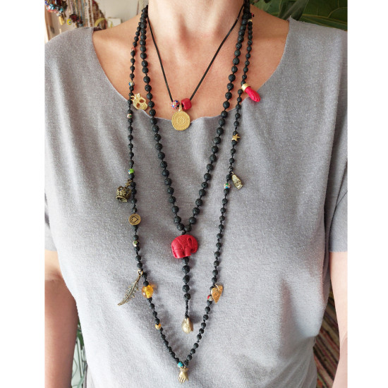 Cinnabar elephant pendant necklace 1002759