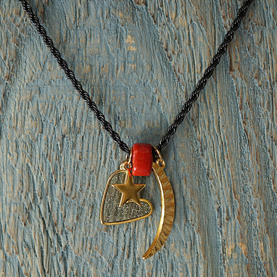 Heart, moon and star pendant necklace 1002770