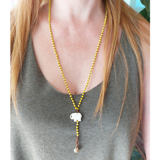 Rosary style elephant necklace 1002894