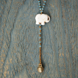 Rosary style elephant necklace 1002895