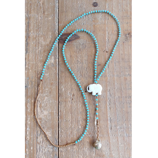 Rosary style elephant necklace 1002895