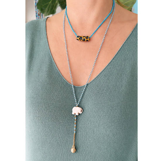 Rosary style elephant necklace 1002895