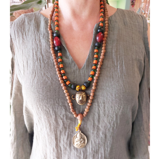 Nepalese Mask Pendant Necklace 1002944