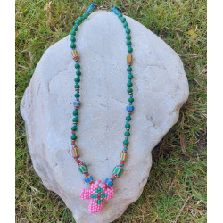 Beaded cross talisman necklace 1002976