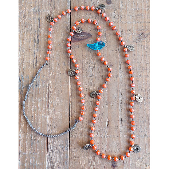 Boho Chic Crystal Bead Necklace 1003130