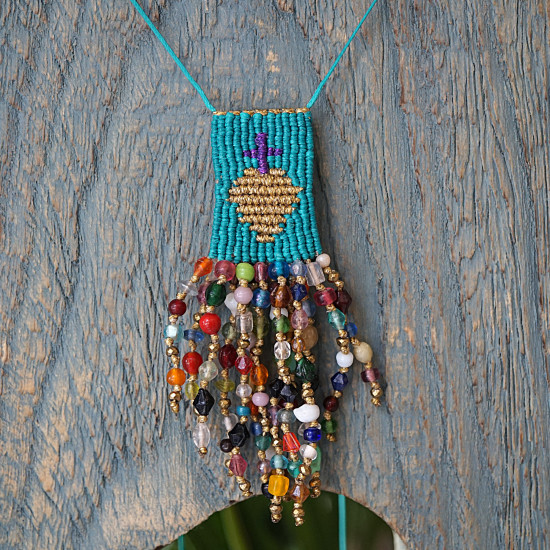 Mexican heart macrame necklace 1003146