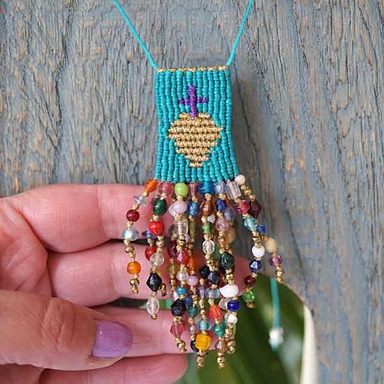 Mexican heart macrame necklace 1003146