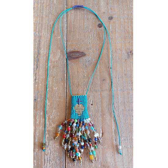 Mexican heart macrame necklace 1003146