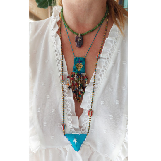 Mexican heart macrame necklace 1003146