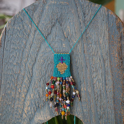 Mexican heart macrame necklace 1003146
