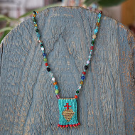 Mexican heart macrame necklace 1003147