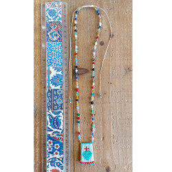 Mexican heart macrame necklace 1003148