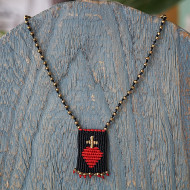 Mexican heart macrame necklace 1003149