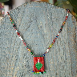 Mexican heart macrame necklace 1003152