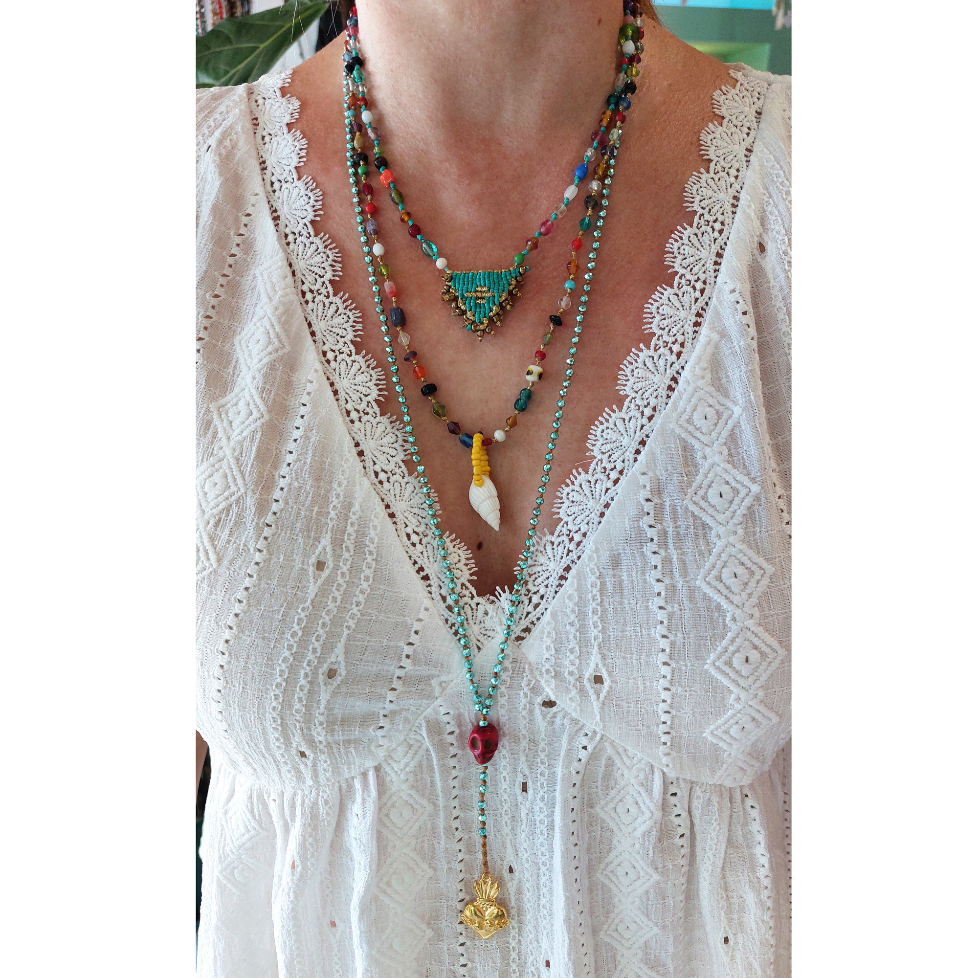 Handmade Talisman & Shell Necklace – Boho Beach Jewelry | Frolic Stones