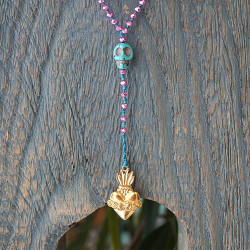 Mexican heart and skull necklace 1003180