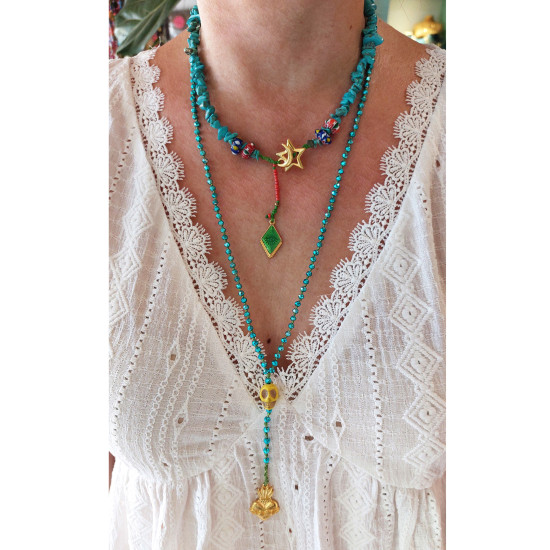 Mexican heart and skull necklace 1003181