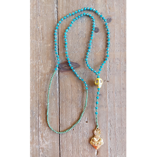 Mexican heart and skull necklace 1003181