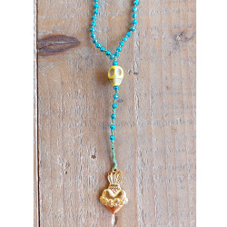 Mexican heart and skull necklace 1003181