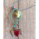Mexican heart and skull necklace 1003197