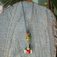 Mexican heart and skull necklace 1003197