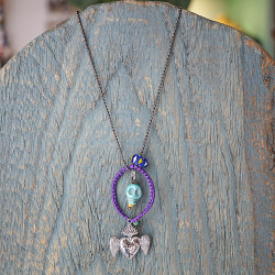 Mexican heart and skull necklace 1003221