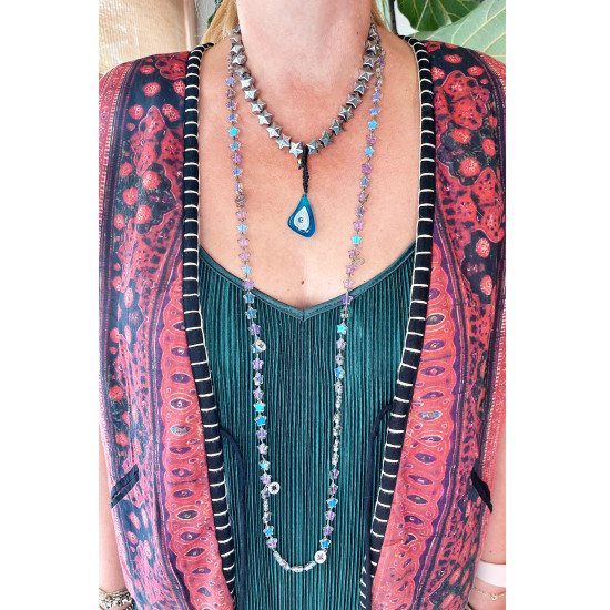 Necklace with stars and evil eye 1003228