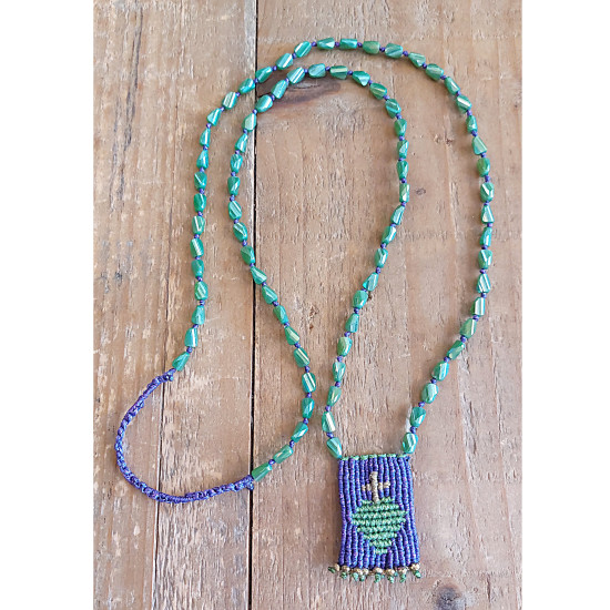 Mexican heart macrame necklace 1003254