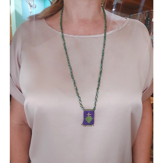 Mexican heart macrame necklace 1003254