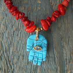 Hamsa hand pendant necklace 1003311