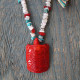 Coral tortoise pendant necklace 1003356